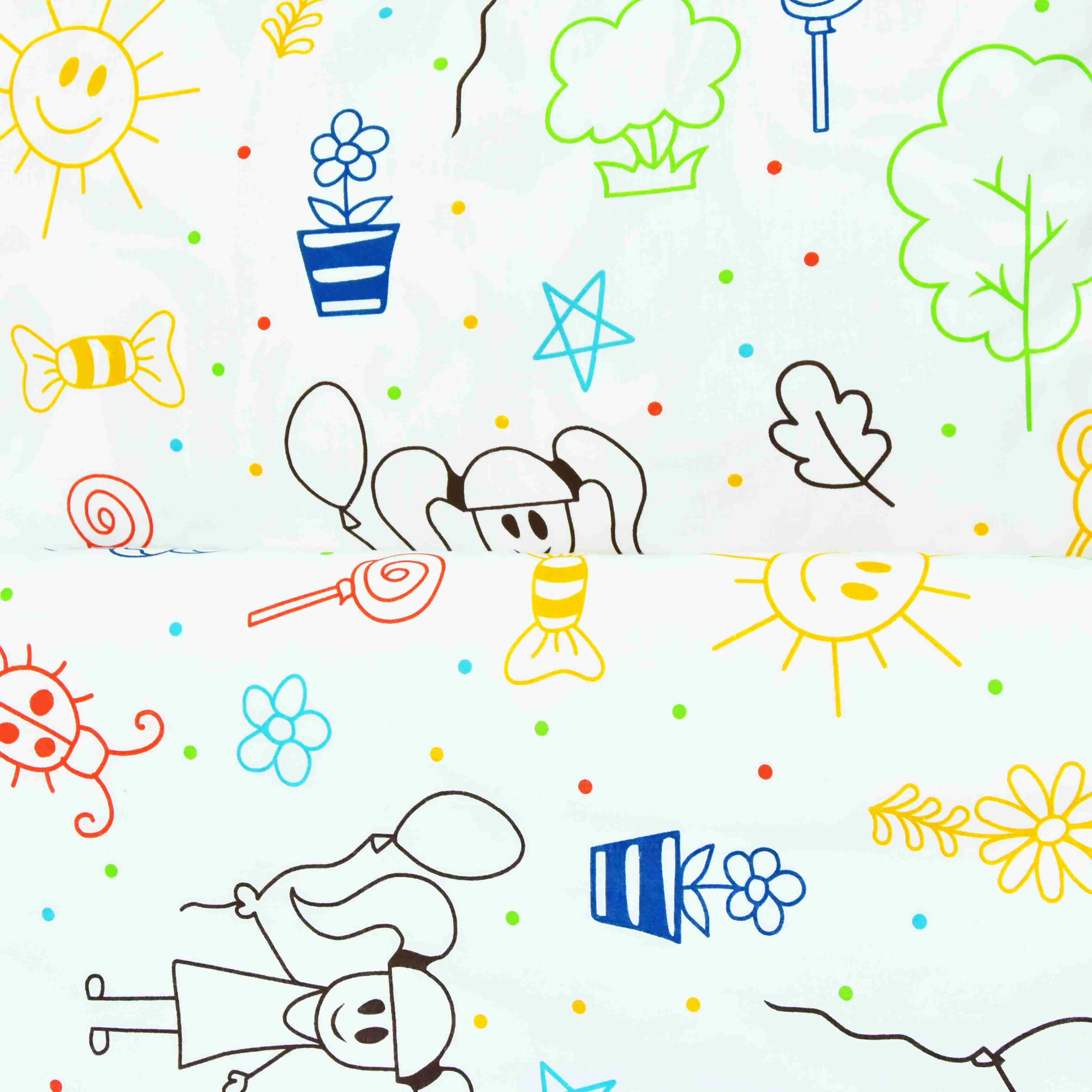 EMI posteľné obliečky detské bavlnené Happy biele 90x130 cm, 45x65 cm 1×1 set, detské posteľné obliečky