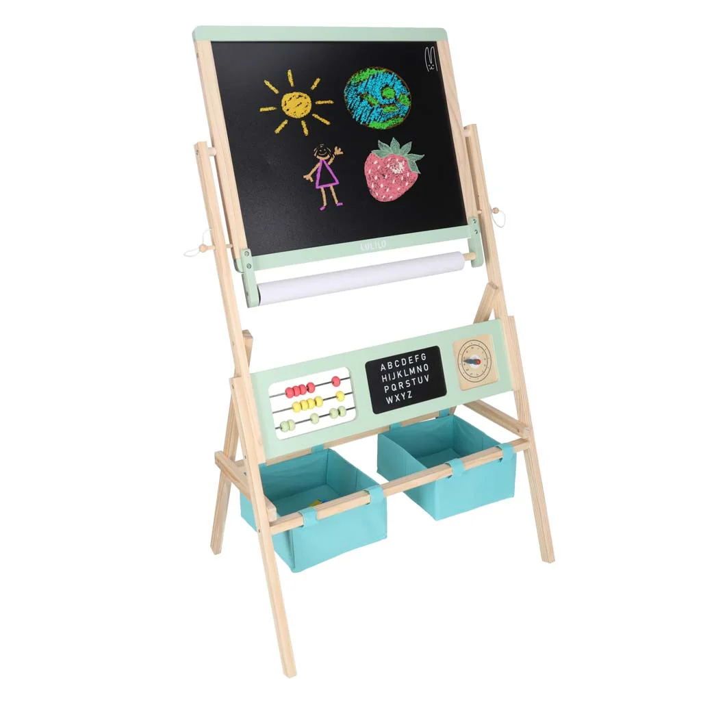 Multifunkčná vzdelávacia tabuľa 3 v 1 s magnetmi a rolkou papiera 112 cm