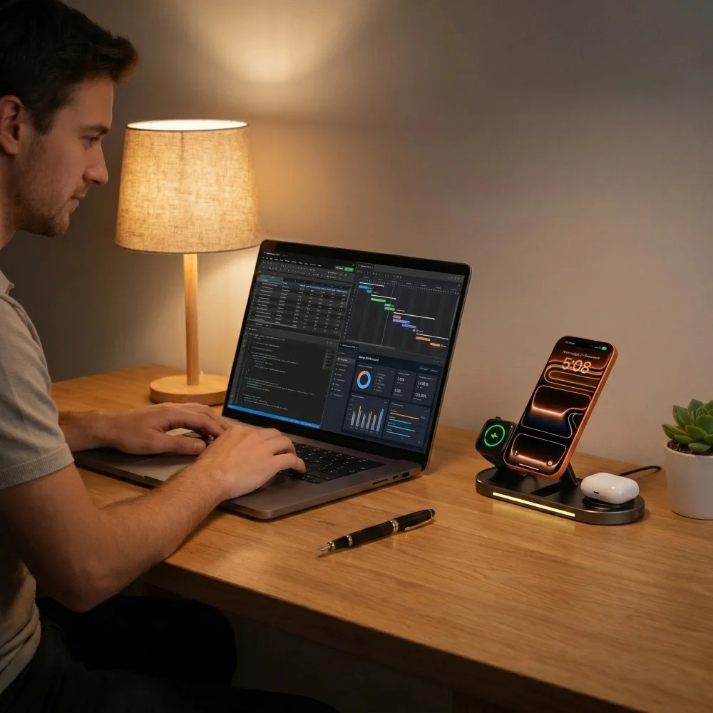 Tech-Protect A51 3in1 MagSafe bezdrôtová nabíjačka na mobil / Apple Watch / AirPods 25W, čierna