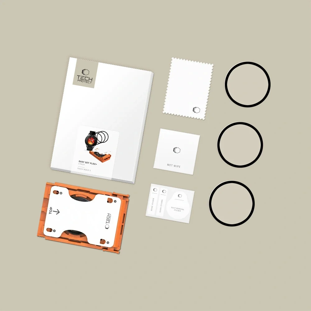 Tech-Protect Easy Set Flex 3x ochranné sklo na Xiaomi Watch 5, čierne
