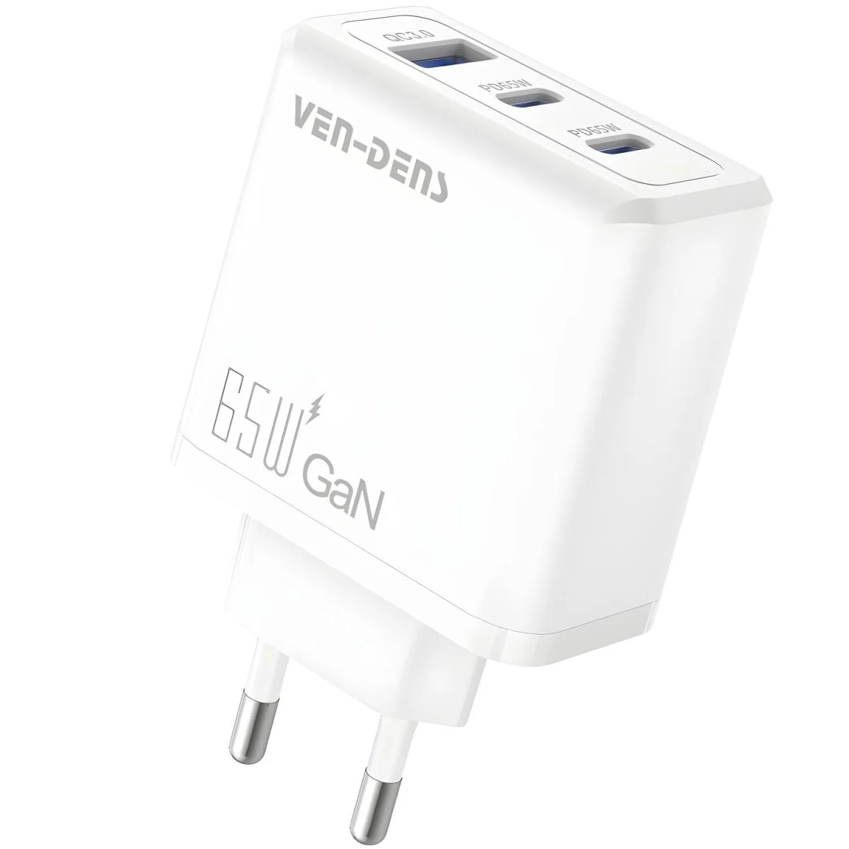 65W rýchlonabíjač s 3-portovým výstupom - biela GaN technológia