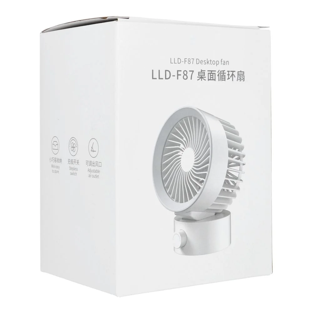 USB cyrkulačný ventilátor na stôl, biely