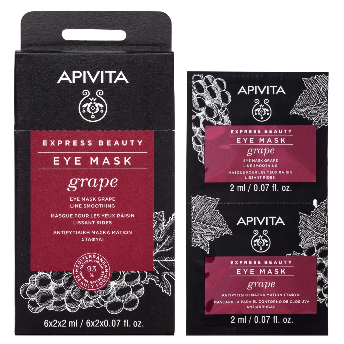 APIVITA Express Beauty Grape Eye Mask, 2x2ml 2×2 ml, očná maska