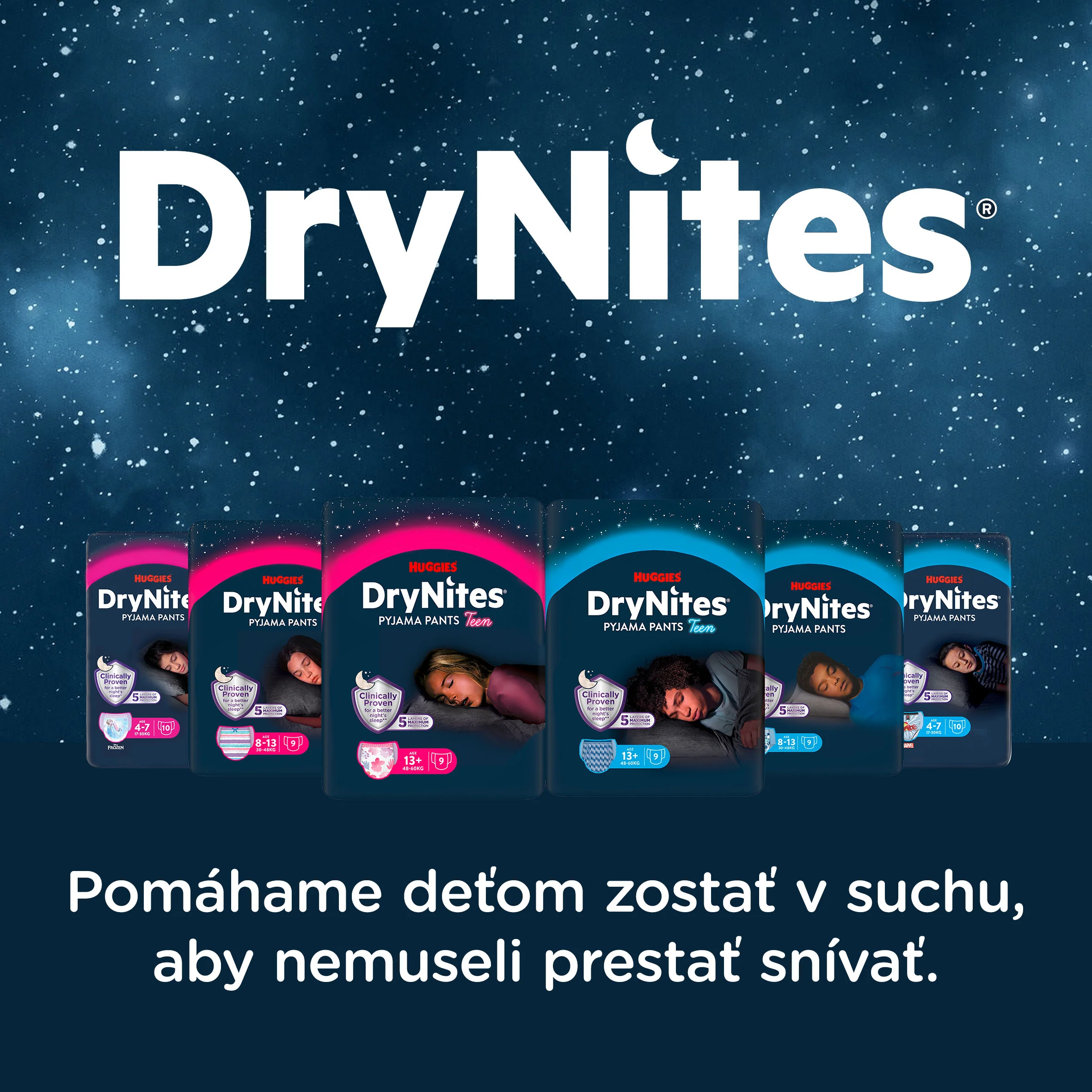 HUGGIES DryNites naťahovacie nohavičky pre dievčatá 13+ rokov 9 ks