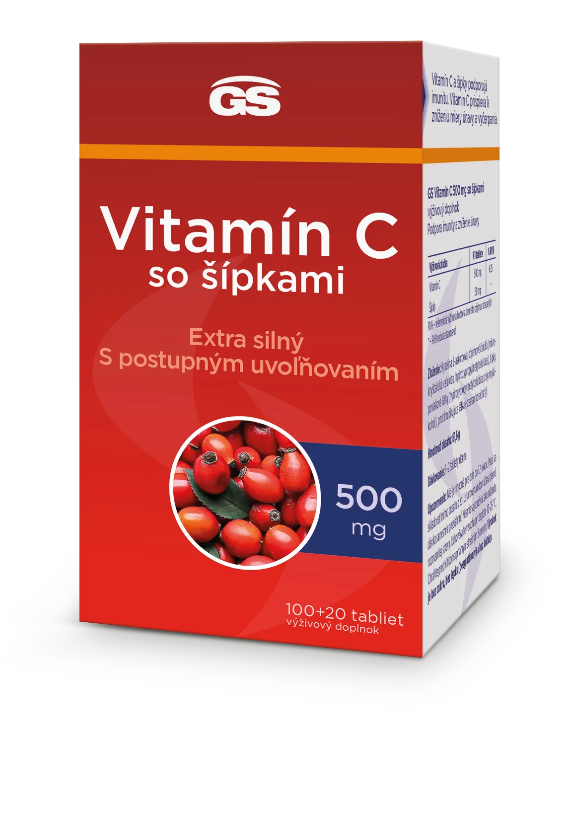 GS Vitamín C500 so šípkami, 100+20 tabliet