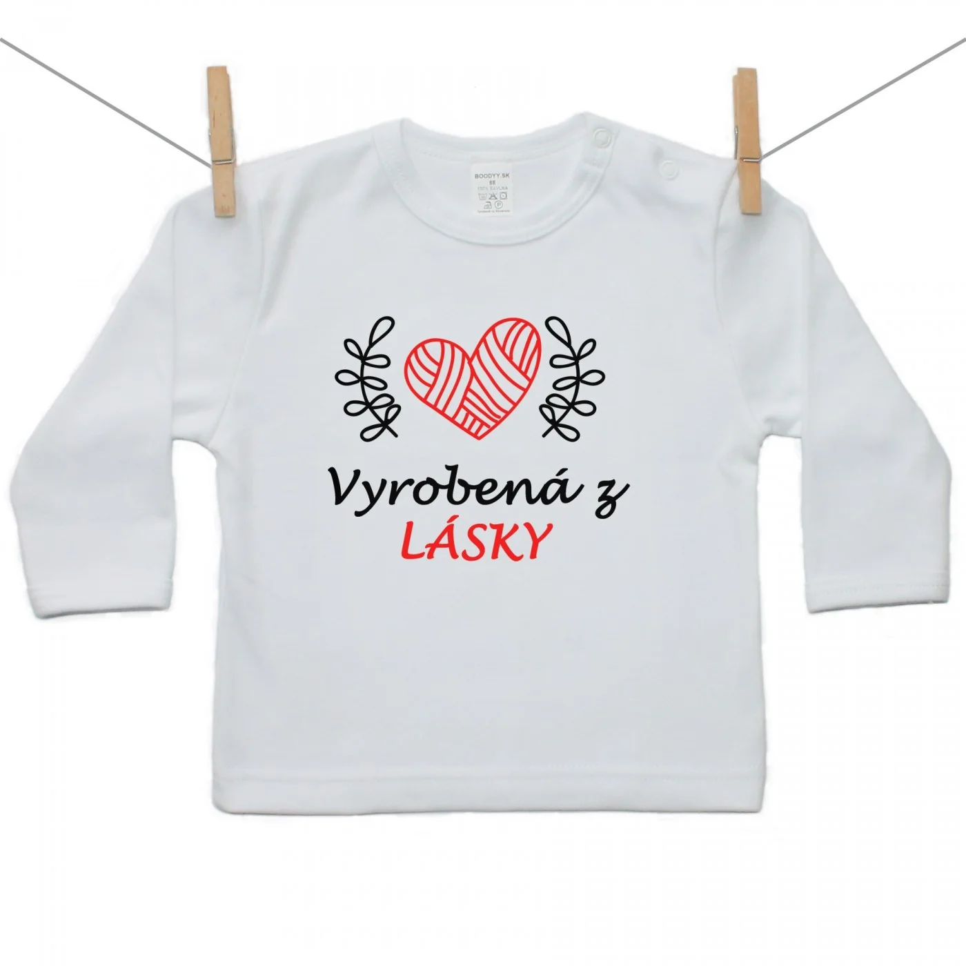 Boodyy Tričko s dlhým rukávom Vyrobená z lásky Veľkosť: 98