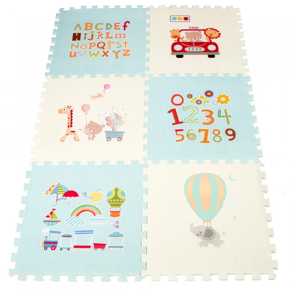 Penová edukačná podložka pre deti MODRÁ A KRÉMOVÁ 177X118X1,3cm-MOVEO