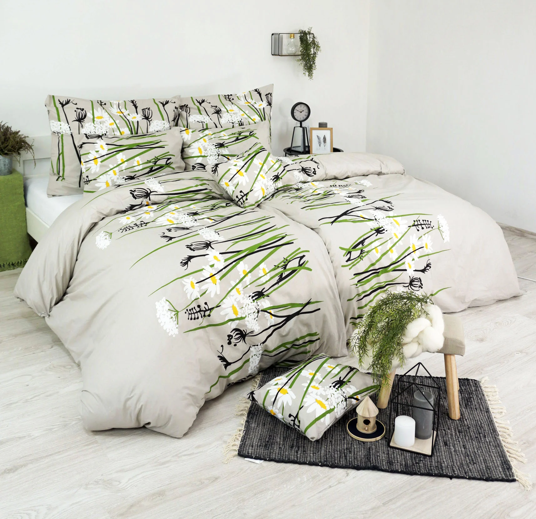 EMI posteľné obliečky bavlnené Margarétky 1×1set, posteľné obliečky