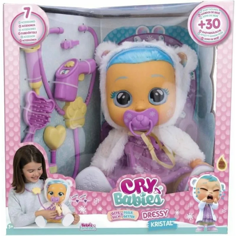 IMC Toys Cry Babies Kristal Dressy interaktívna bábika ochorie a uzdraví sa