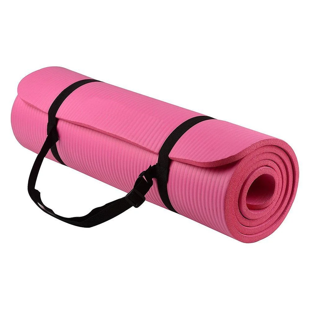 MG Gymnastic Yoga Premium protišmyková podložka na cvičenie 10mm + obal, ružová