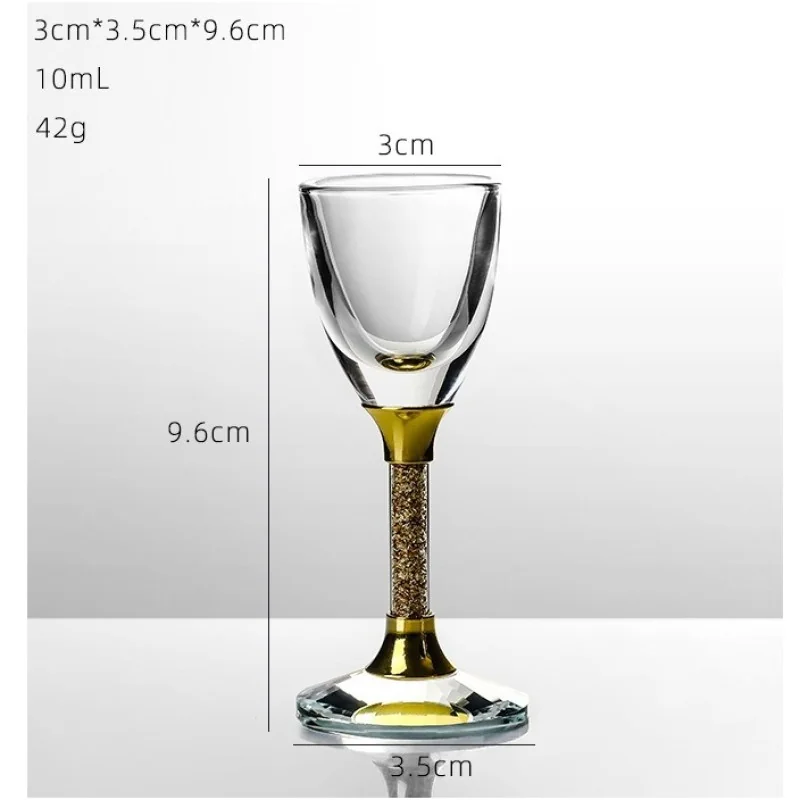 Krištáľový štamperlík 15ml, zlatý dekor