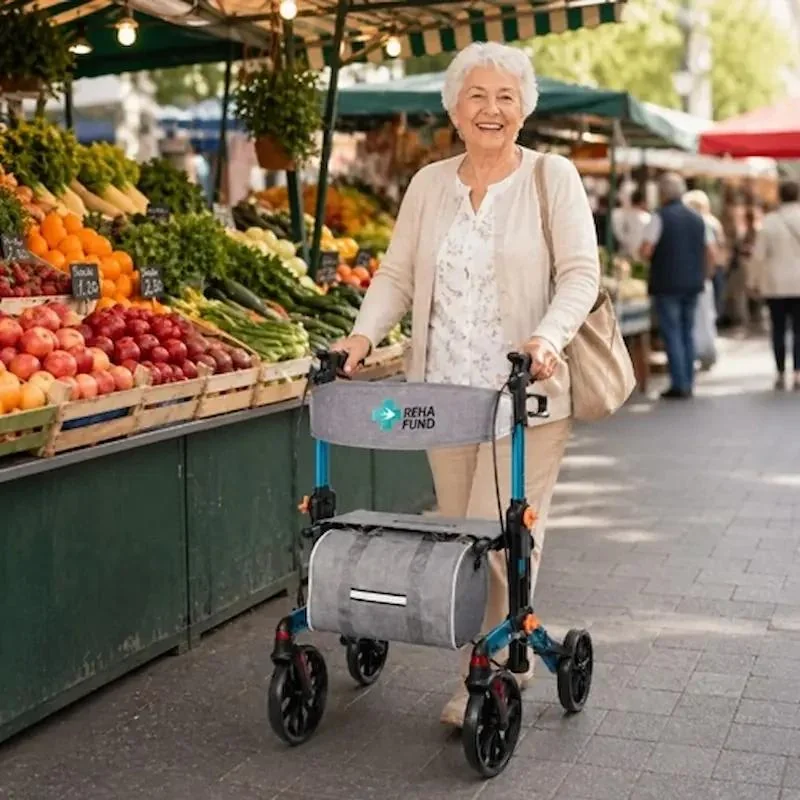 REHAFUND RF-626/N BERLIN chodítko pre seniorov hliníkové štvorkolesové modré
