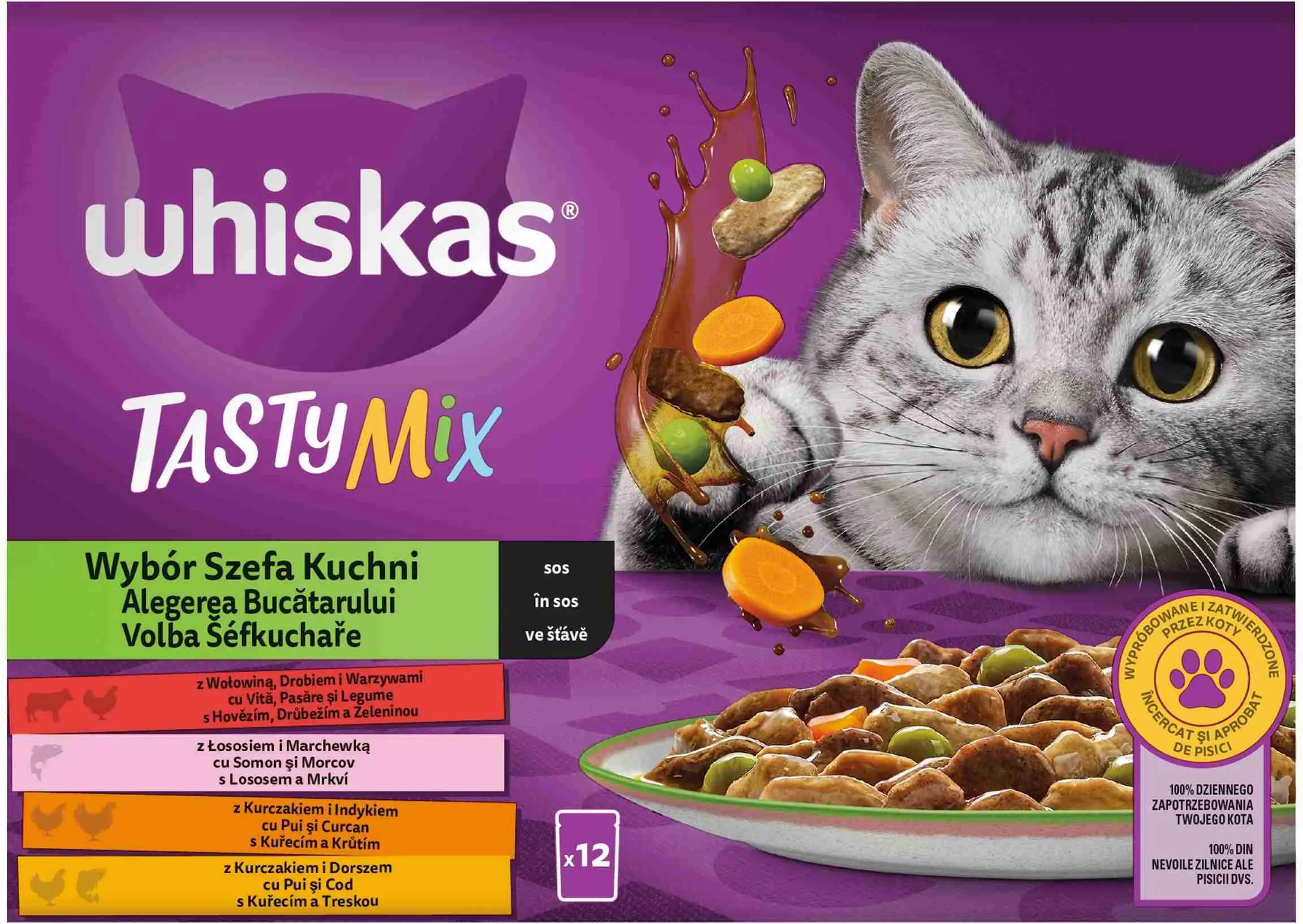 WHISKAS Kapsička Chef's Choice v šťave 12pack 12×85g, kapsička pre mačky