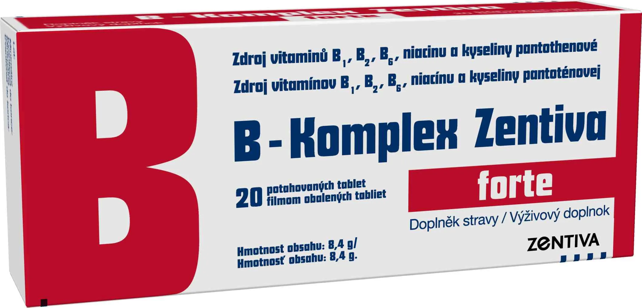 B-Komplex Zentiva forte 20 tbl 1×20 tbl, vitamín B