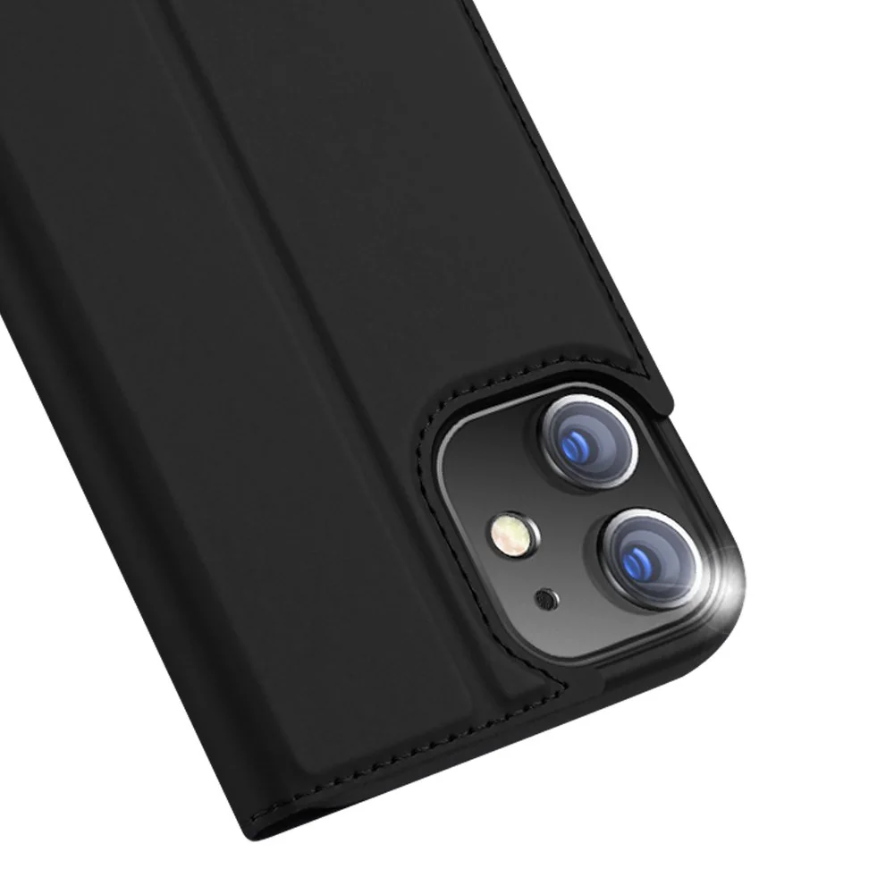 DUX DUCIS Skin Pro knižkové kožené puzdro na iPhone 12 / 12 Pro, čierne e