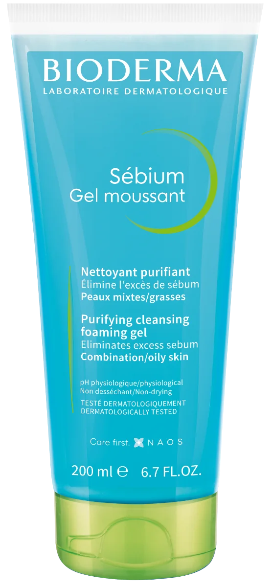 BIODERMA Sébium Gel moussant čistiaci gél na zmiešanú a mastnú pleť 1×200 ml, jemný čistiaci gél