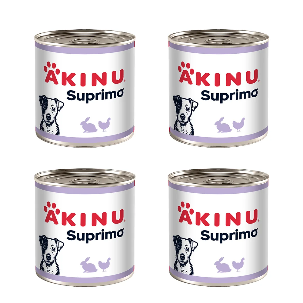 Akinu SUPRIMO Mleté s králikom v konzerve pre psy 400 g MTP 4 ks