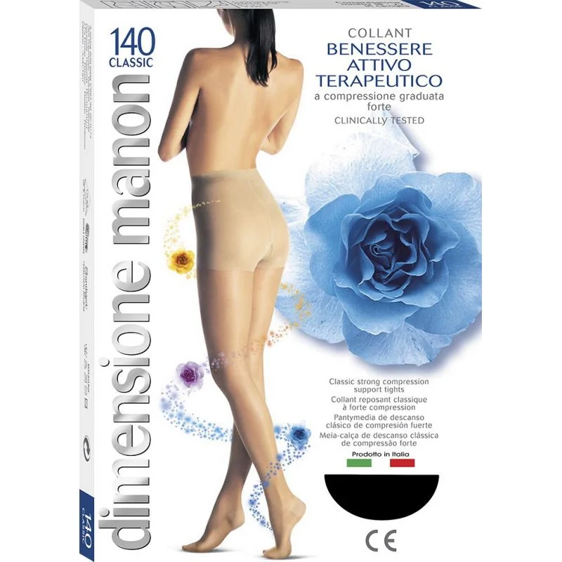 Manon Collant Classic - klasické silne kompresné pančuchy 140DEN kompresný tlak: 18-22 mmHg, Veľkosť: 140d 2, Farba: čierne