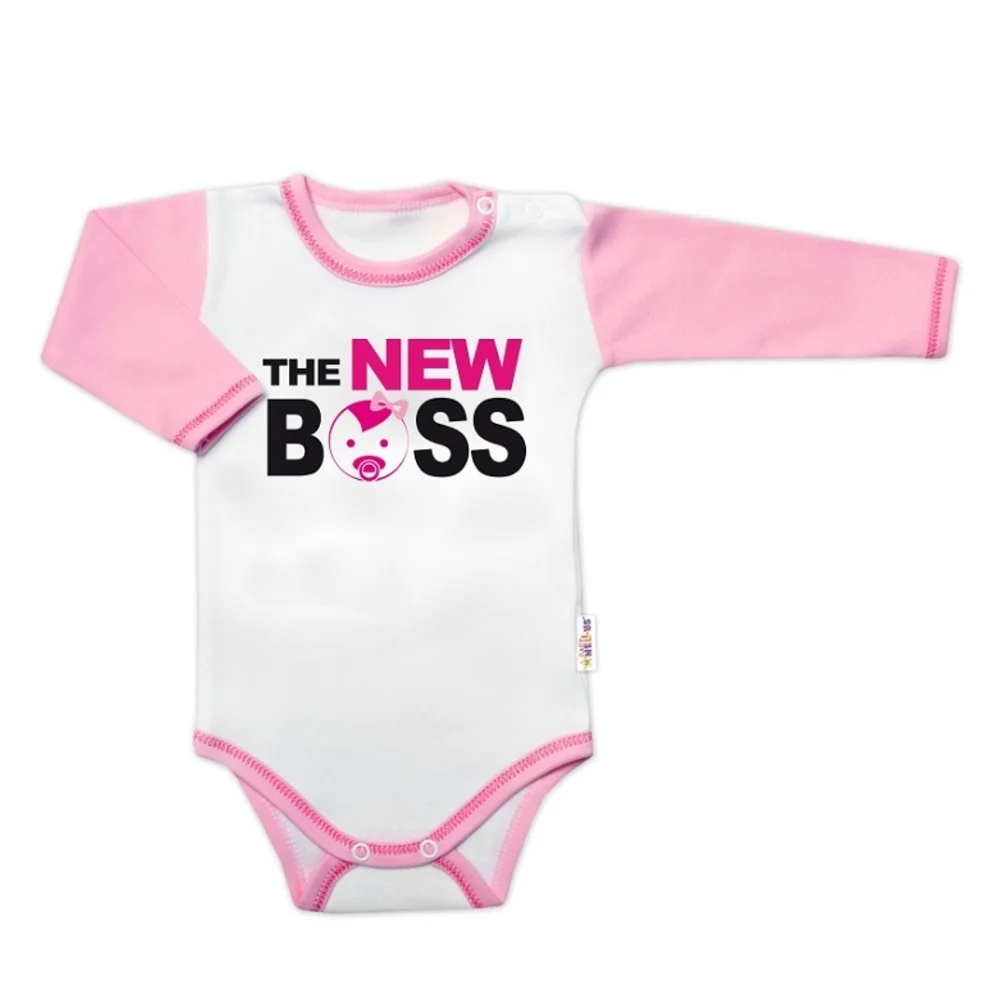 Body dlhý rukáv s vtipným textom, The New Boss, dievča