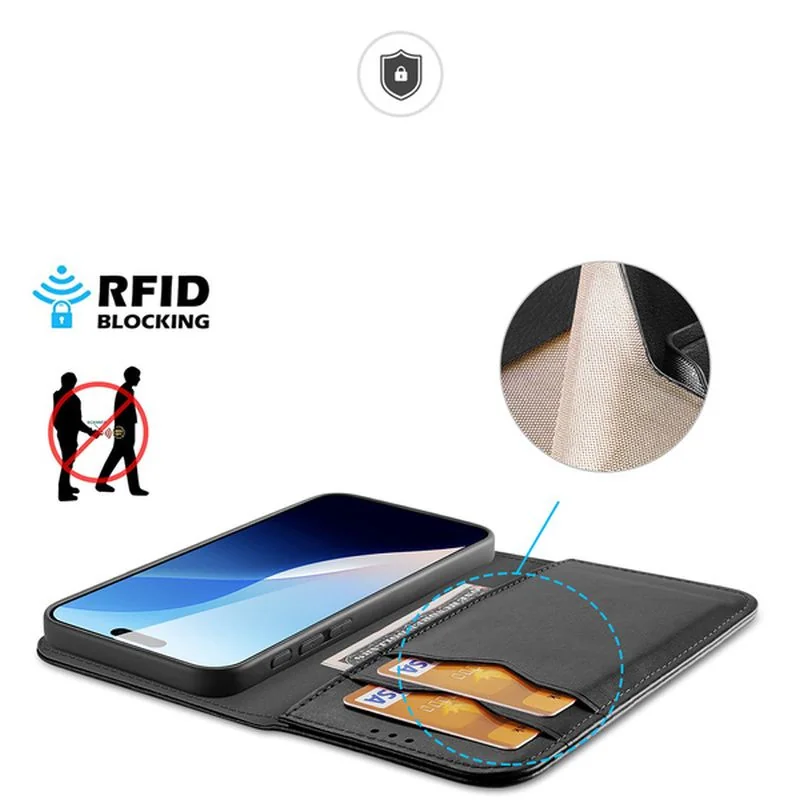 Dux Ducis Hivo knižkové puzdro na iPhone 16 Pro, čierne