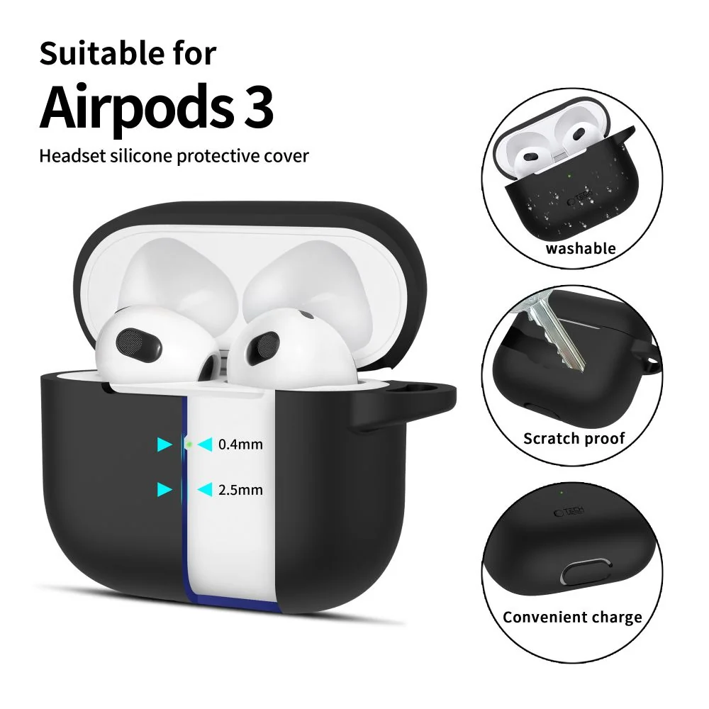 Tech-Protect Silicone Hook puzdro na Apple AirPods 3, čierne
