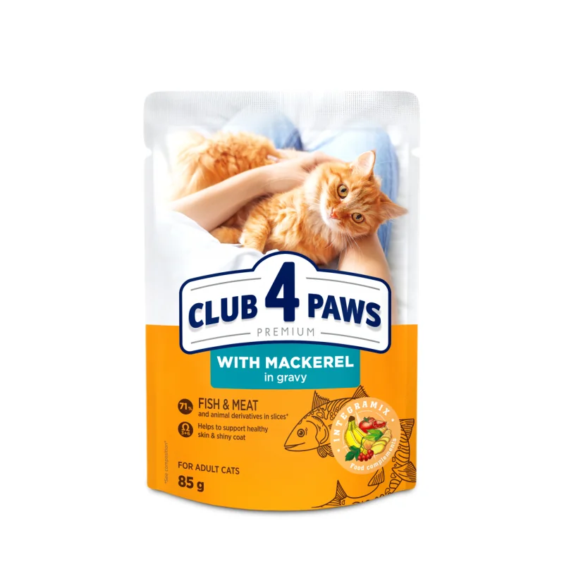 CLUB 4 PAWS Premium S makrelou v omáčke 85 g (2541)