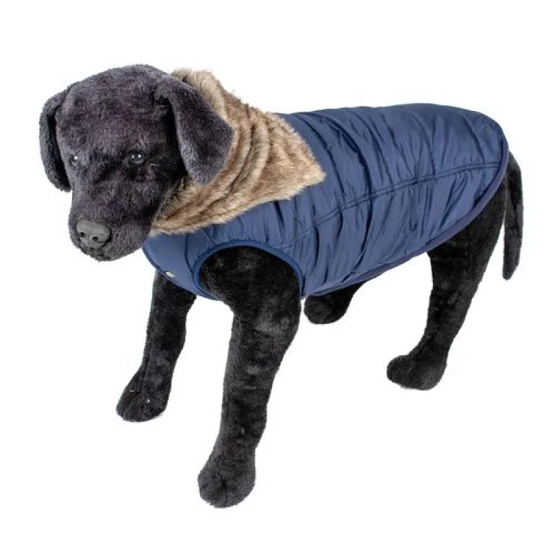 DUVO+ zimná bunda s kapucňou pre psov XS 30cm modrá