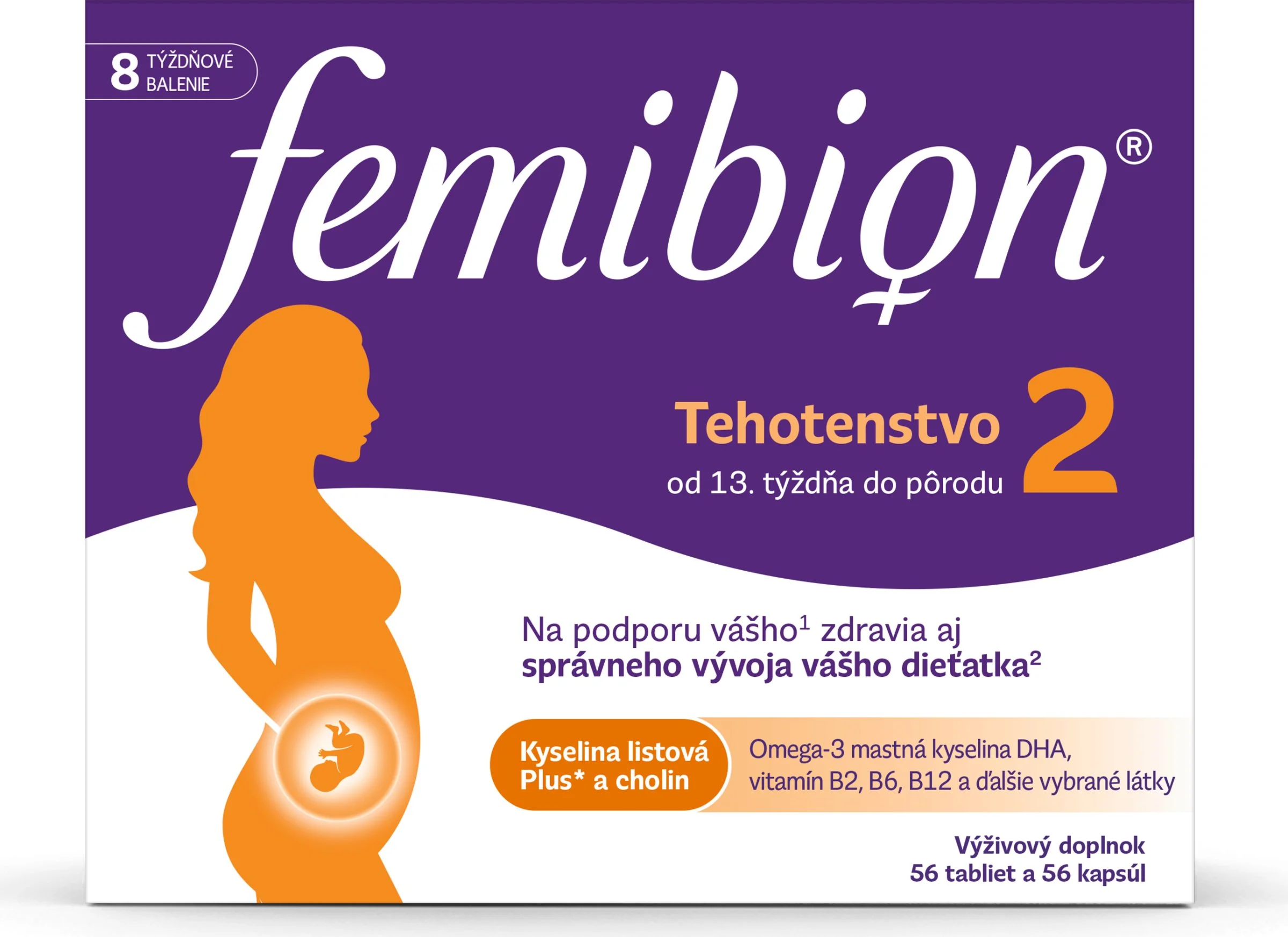 Femibion® 2 Tehotenstvo, 56 tbl + 56 cps 1×56 tbl + 56 cps, výživový doplnok