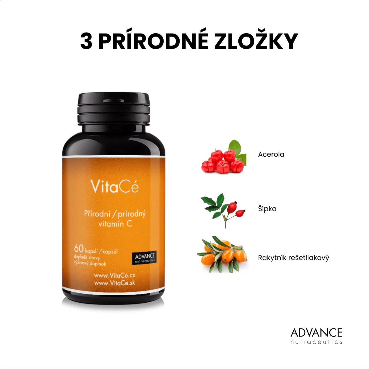 VitaCé ADVANCE 60 cps. najsilnejší prírodný vitamín C 1×60 cps, výživový doplnok