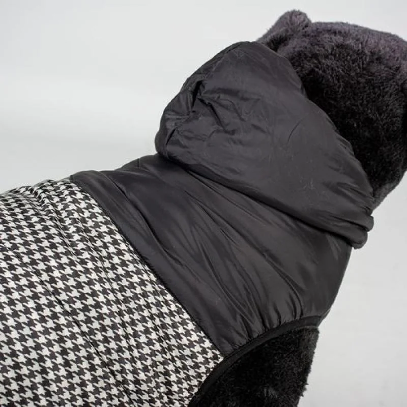 DUVO+ zimná bunda s kapucňou pre psov M 50cm pepita