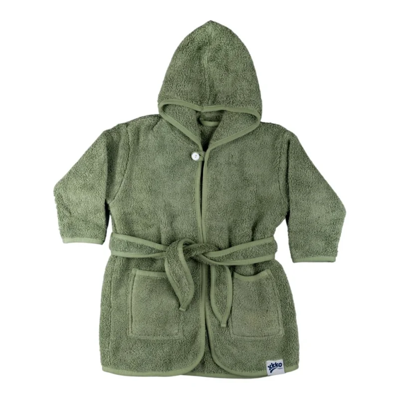 XKKO Organic BIO Bavlnený župan - Granite Green 6-12m