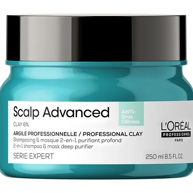 L´Oréal Professionnel Šampón a maska pre mastnú pokožku hlavy 2 v 1 Scalp Advanced 1×250 ml, šampón a maska 2 v 1