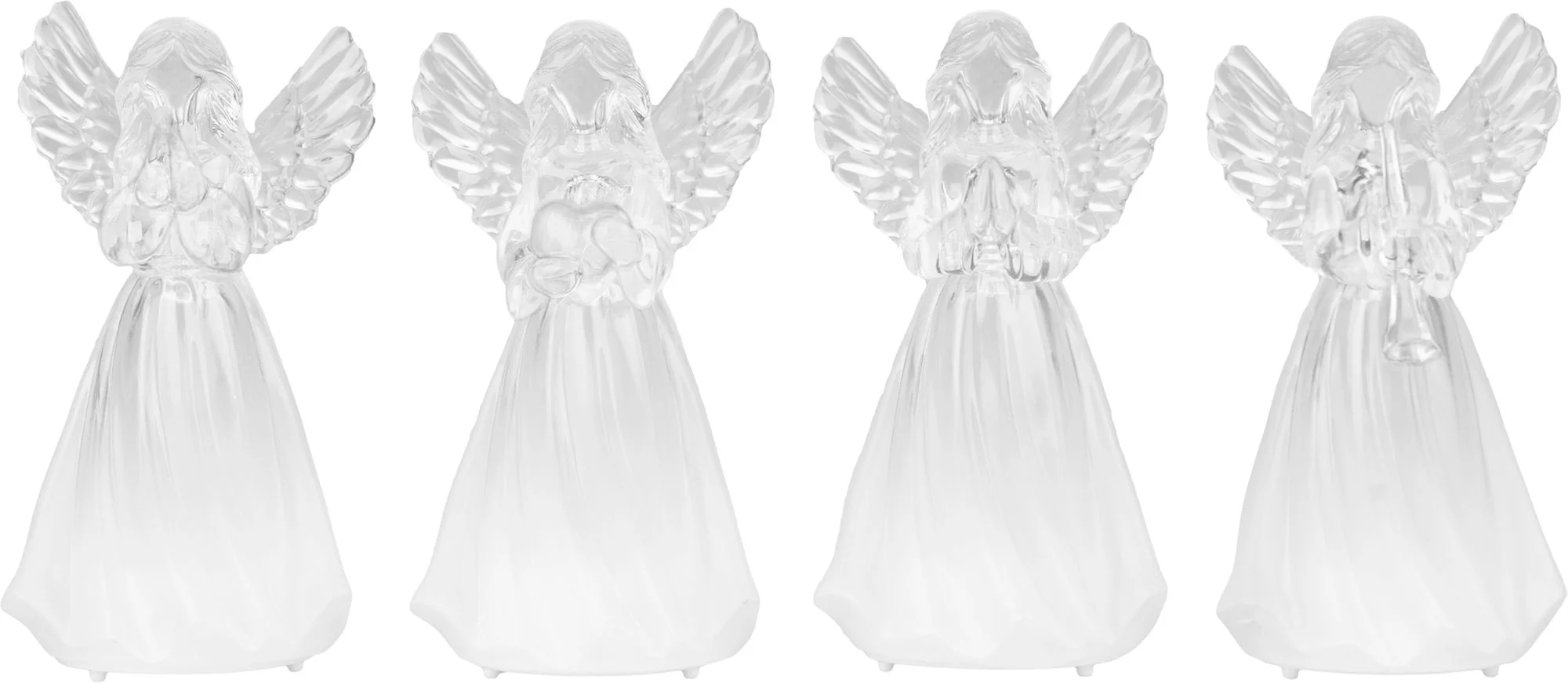 MagicHome vianočný LED anjel, balenie 12 ks Plast, mix motívov, 1 LED teplá biela, 6x5x11 cm, 3xLR44, sellbox