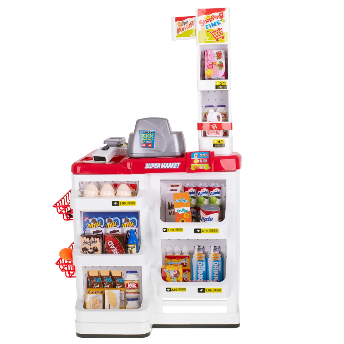 Detský supermarket so skenerom a vozíkom – 47 dielov