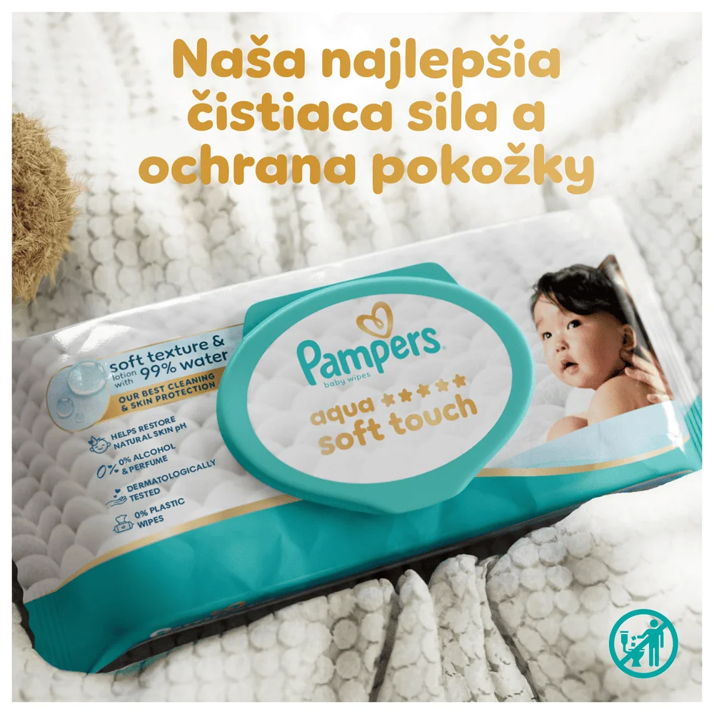 Pampers Aqua Soft Touch Detské Čistiace Obrúsky 20×60 ks