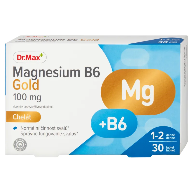 Dr. Max Magnesium B6 Gold 100 mg Chelát 1×30 tbl, horčík