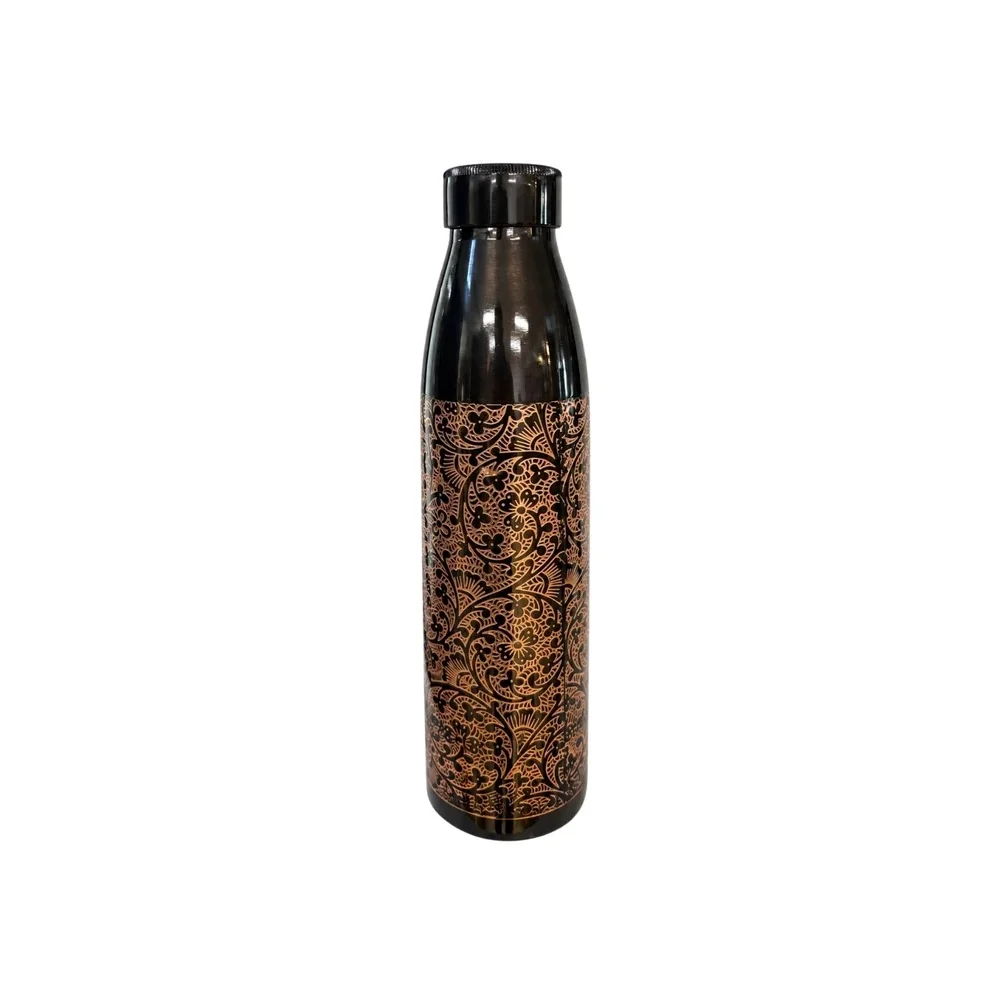 Fľaša na vodu z čistej medi, starožitný štýl s gravírovaným vzorom, 950 ml / 290 g