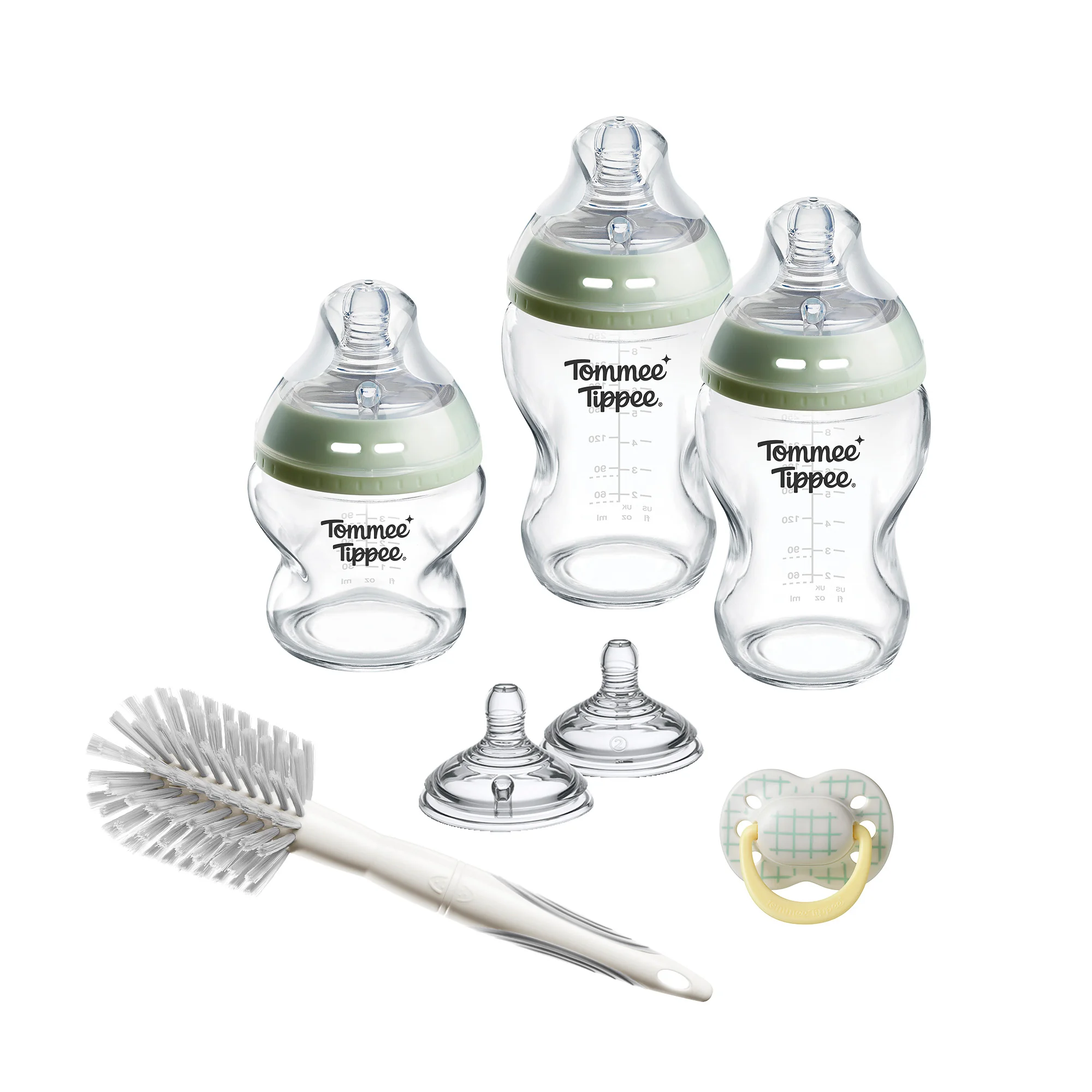 Tommee Tippee Natural Start ANTI-COLIC novorodenecký starter kit samosterilizačných sklenených flaštičiek, 0m+, zelená 150 ml + 250 ml