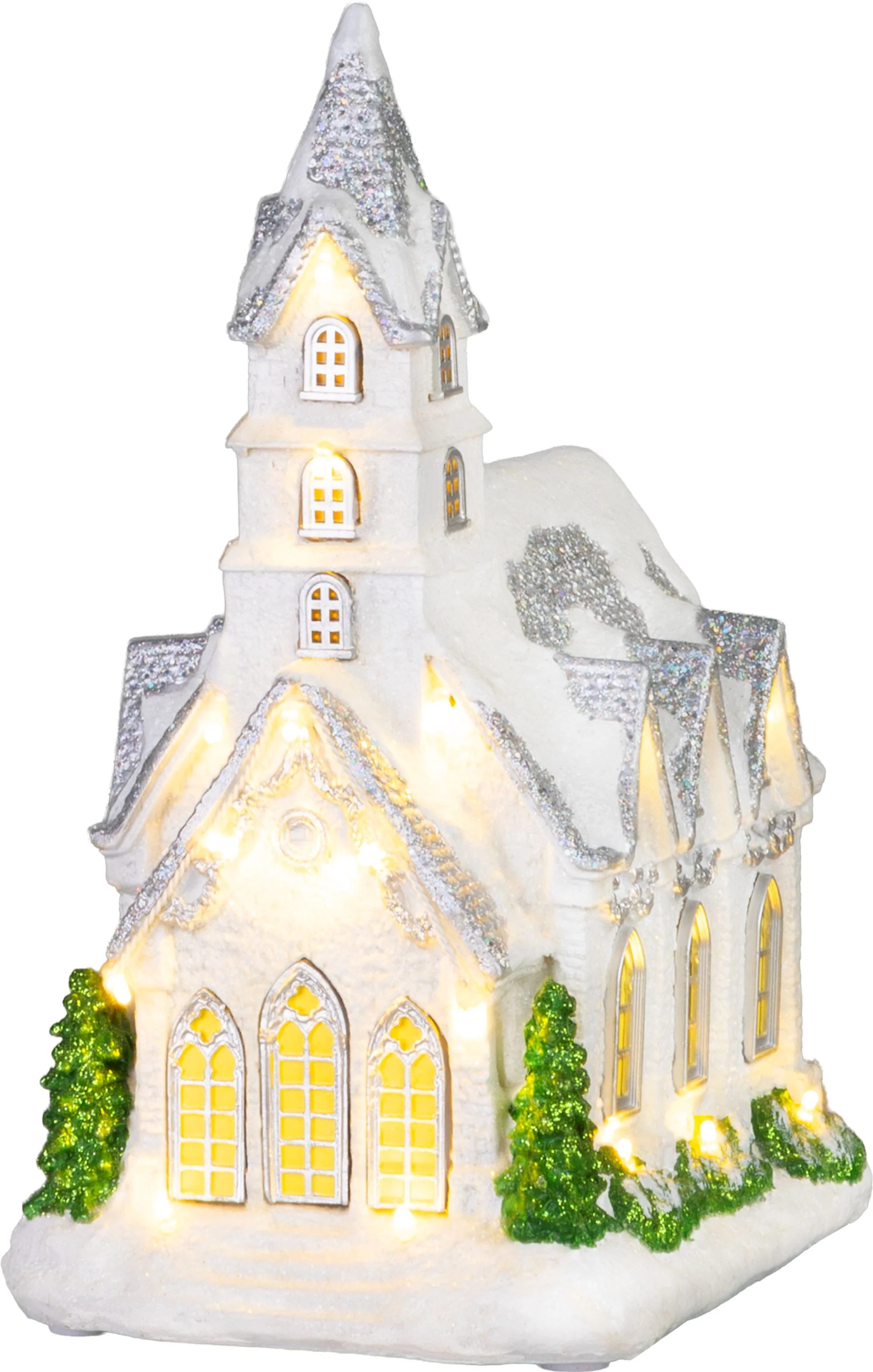 MagicHome vianočný LED kostol, 1 ks 22 LED teplá biela, 3xAA, 21x16x29 cm