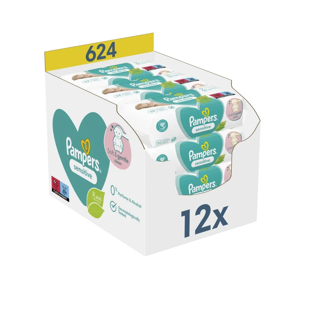 Pampers Wipes Box 624ks (12x52) Sensitive 12×52 ks, vlhčené obrúsky