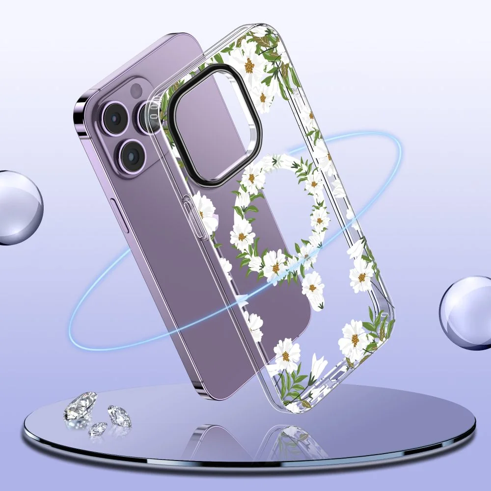 Tech-Protect Magmood MagSafe kryt na iPhone 15 Pro Max, white daisy