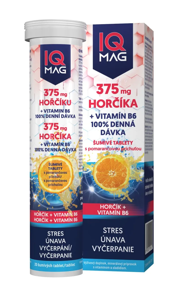 IQ MAG horčík 375 mg+B6 pomaranč