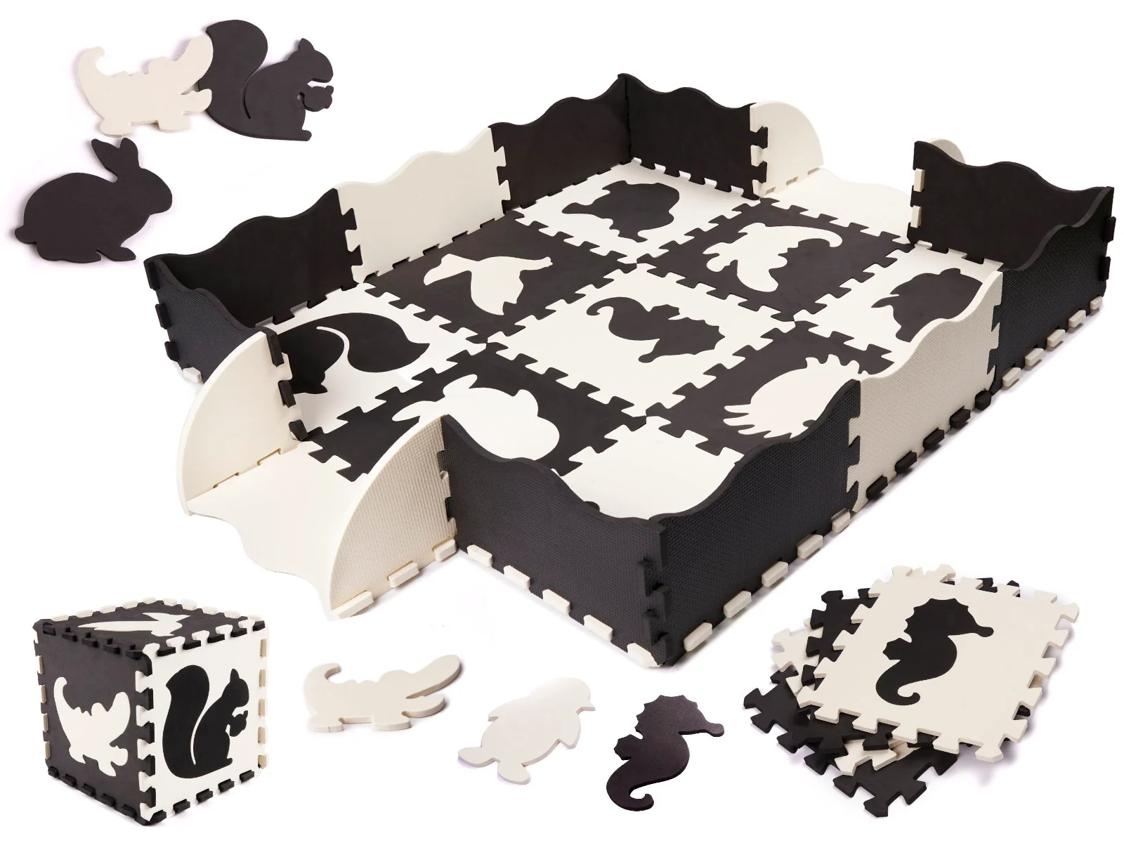 Penová podložka – puzzle 114 × 114 cm, čierna