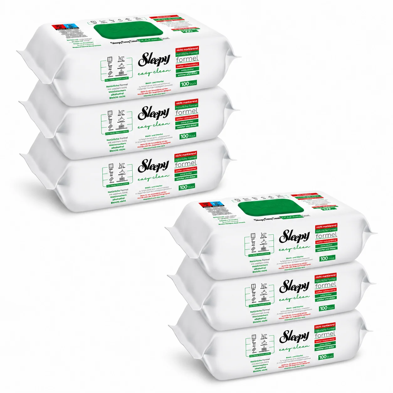Sleepy Easy Clean vlhčené obrúsky na čistenie povrchov White Soap s vôňou bieleho mydla 600 ks (6x100 ks)