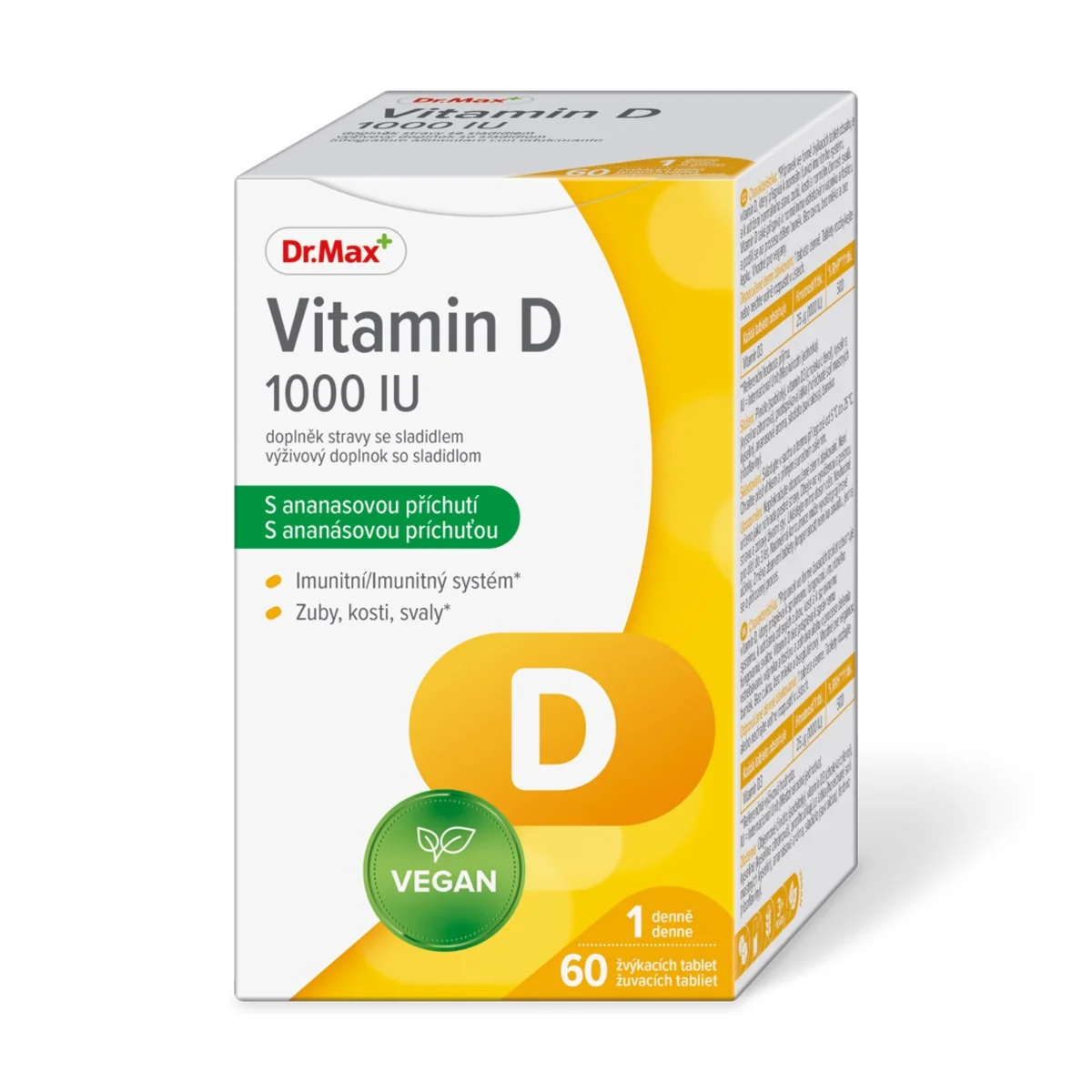 Dr.Max Vitamin D 1000 IU žuvacie tbl s príchuťou ananásov 1x60 ks