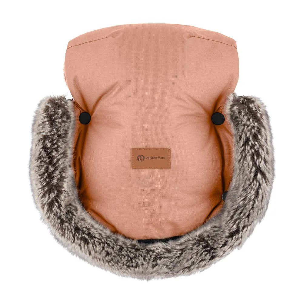Petite&Mars kožušinové rukavice na kočík Furry Pastel Peach
