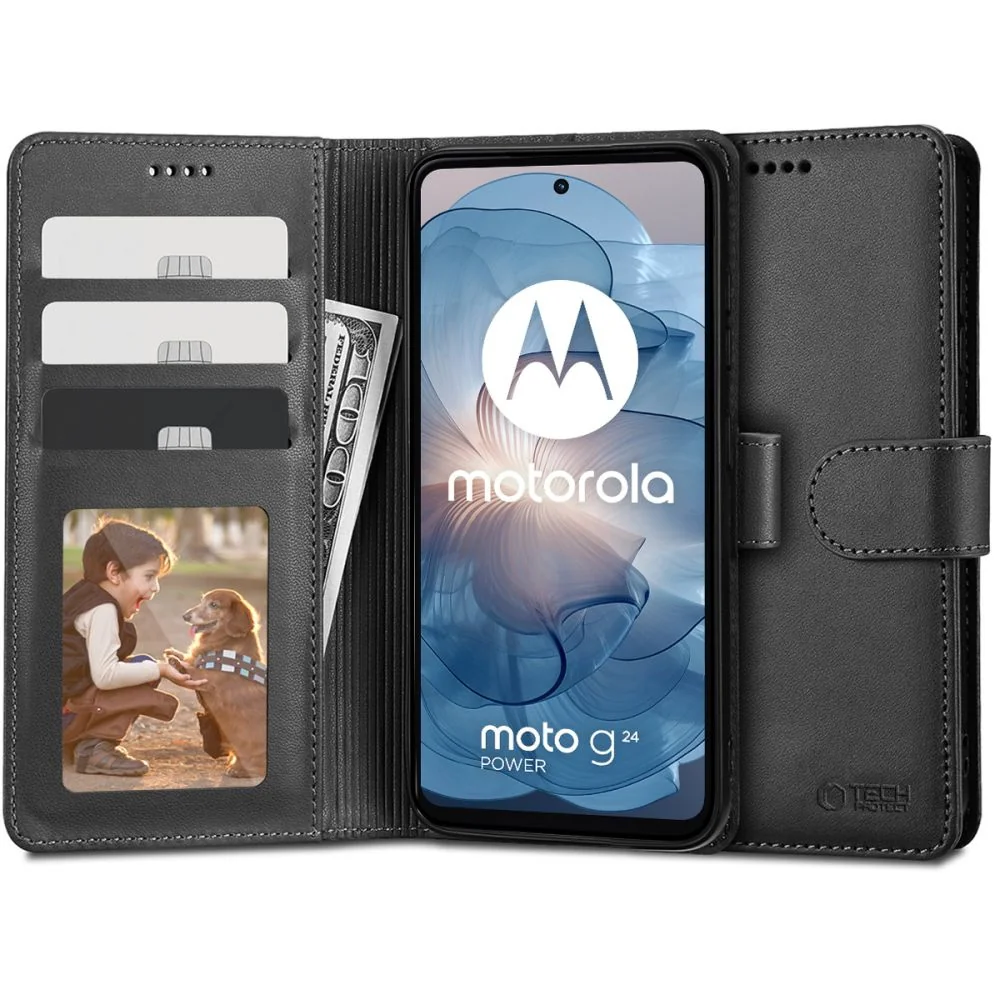 Tech-Protect Wallet knižkové puzdro na Motorola Moto G24 / G24 Power /G04 čierne