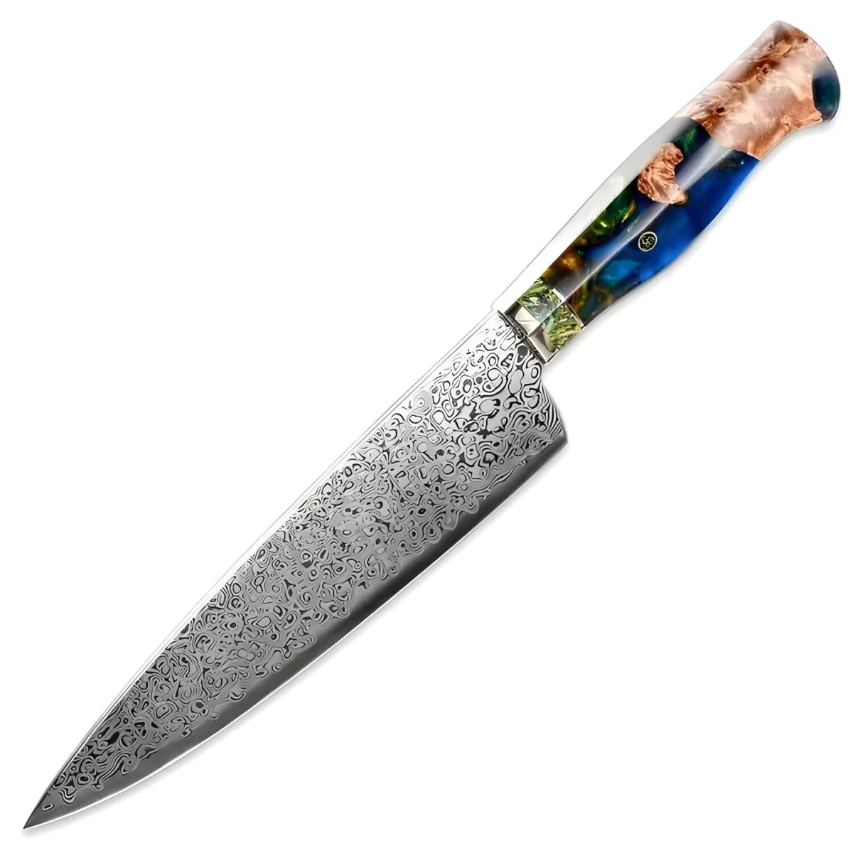 Damaškový kuchynský nôž Chef/Tmavo Zelená