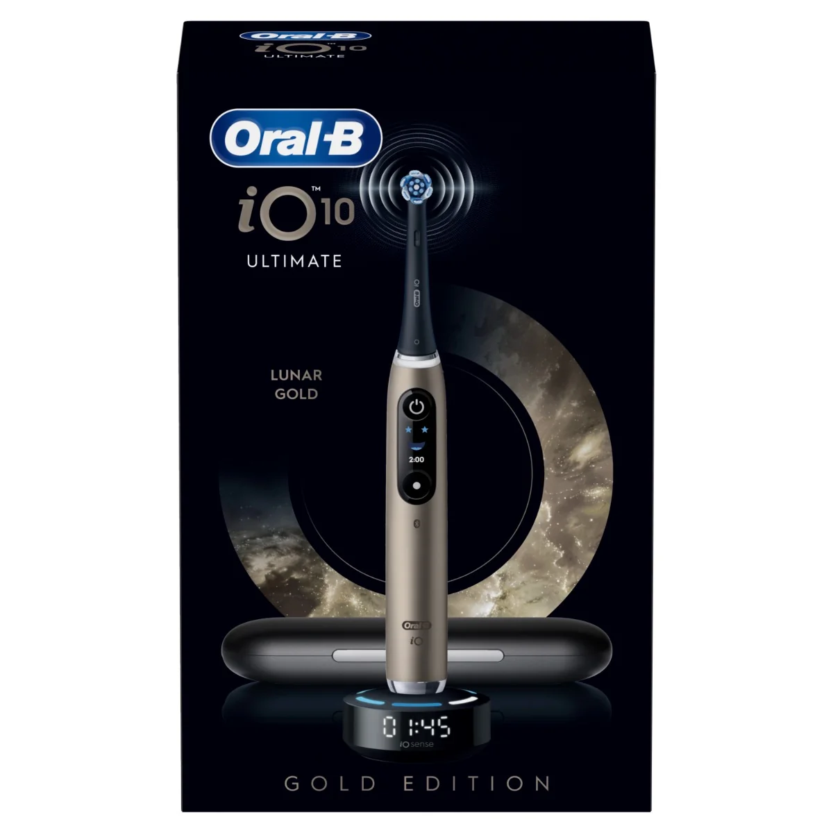 Oral-B iO10 elektrická zubná kefka Lunar Gold, 1 kefková hlava + 1 nabíjacie cestovné puzdro 1 set