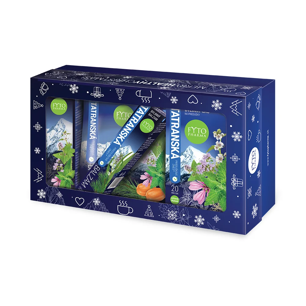FYTOPHARMA Tatranská priedušková zmes DARČEKOVÝ SET vianočný (čaj + sirup + balzam + cukríky) 1 set
